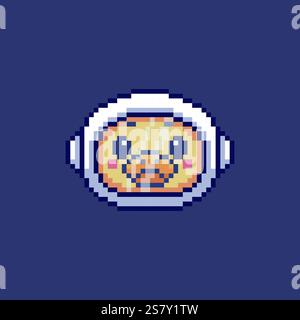 Pixel Art Astronaut Duck Face Game Asset Design Stock Vektor