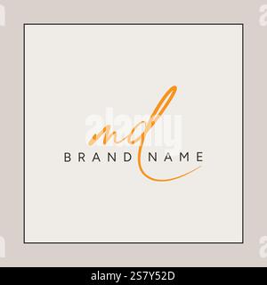 MD handgeschriebenes Signatur-Logo - Vektor-Logo-Vorlage für Beauty-, Mode- und Fotogeschäft Stock Vektor