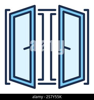 Fenster Installation Vektorkonzept blaues Symbol oder Symbol Stock Vektor