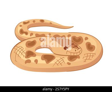 Klapperschlange mit detaillierten Skalen und Mustern. Einfaches Tierdesign mit Zeichentrick. Perfekt für Wildtiere, Reptilien oder Naturmotive. Vektorillustra Stock Vektor