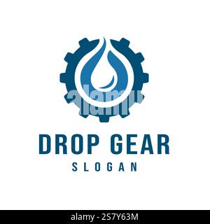 Gear Design Illustration mit einfachem Wassertropfenvektor Stock Vektor
