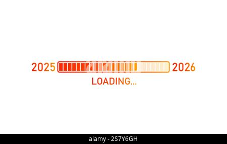 Fortschrittsbalken von 2025, 2026 Happy New Year. Festlicher Hintergrund für Ihr Design. Vektorabbildung. Stock Vektor