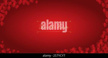 Happy Valentines Day Kopierraum-Design. Rote Herzen auf rotem Hintergrund. Banner für Grußkarten, Vorlagen, Verpackung. Stock Vektor