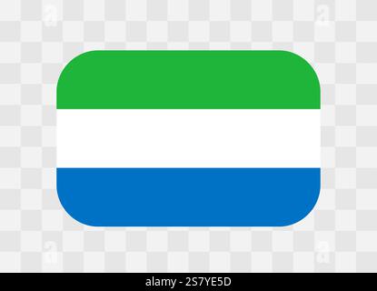 Sierra Leone Flagge - abgerundete rechteckige bunte Flagge, die eine kulturelle Identität und ein kulturelles Erbe des Landes darstellt. Das Wesen des nationalen Stolzes und der Einheit. Vektorflagge auf transparentem Hintergrund. Stock Vektor