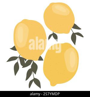 Zitronensymbol auf weißem Hintergrund. Einfacher Vektor für saure Früchte. Saftige, groovige Früchte im Doodle-Stil für Poster, Banner, Hintergrund Stock Vektor