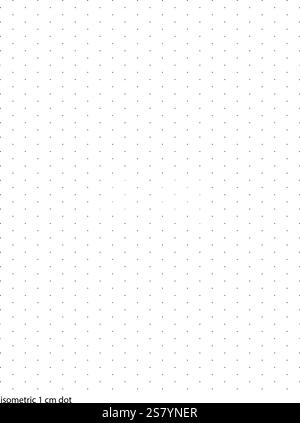Diagrammpapier 1 Zentimeter Punkte druckbare Vorlage A4 Notizbuchformat. Graues Raster für College, Journale, Tagebuch oder mathematische Ingenieurskunst Stock Vektor
