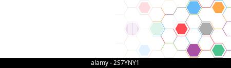 Panoramaansicht des abstrakten geometrischen Hintergrunds mit Sechseck-Formmuster für Banner- oder Website-Header-Vorlage. Vektorabbildung Stock Vektor