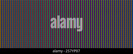 Nahtloses RGB-Pixel-Muster. Wiederkehrender LED-Bildschirmhintergrund. LCD-Display mit Punktmuster. Rot Grün Blau gepixelte Monitorstruktur. Wiederholte DOT-crt-Anzeige im Hintergrund. Vektor Stock Vektor