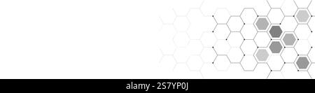 Panoramaansicht des abstrakten geometrischen Hintergrunds mit Sechseck-Formmuster für Banner- oder Website-Header-Vorlage. Vektorabbildung Stock Vektor