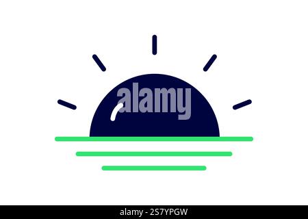 Sonnenaufgangssymbol. Symbolstil durchgehend. Symbol für Uhrzeit und Datum. Vektorillustration für Zeitelemente Stock Vektor