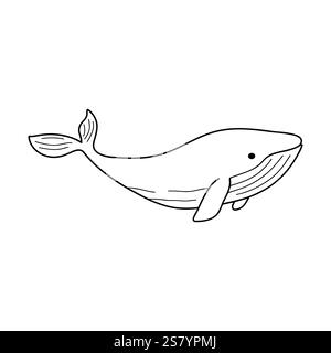 Whale Outline-Symbol. Handgezeichnete einfache Illustration für Logo, Malbuch, Druck Stock Vektor
