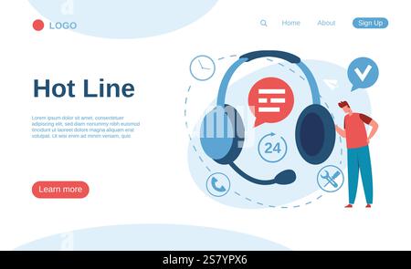 Headset mit Mikrofon und Sprechblase symbolisiert den Online-Support und einen Kundendienst, der rund um die Uhr an sieben Tagen die Woche Unterstützung bietet Stock Vektor