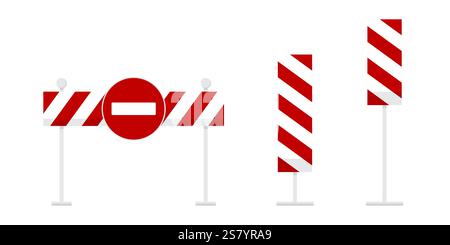 Straßensperren mit Sicherheitsband und Barrieren in der Nähe von Hindernissen Stock Vektor