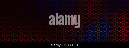 Abstrakter moderner dunkler Hintergrund rote Neon-Sechsecke Textur, Honigwabenverlaufsfarben, Vektorschablone Hintergrund Banner Stock Vektor