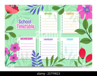 Schöner Schulplan mit floralem Thema Vektor Hintergrund Stock Vektor