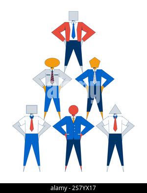 Geometrische Darstellung des 2D-Illustrationskonzepts der Unternehmenshierarchie Stock Vektor