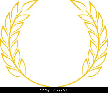 Kreisförmiger goldener Lorbeerkranz, der Sieg, Leistung und Exzellenz symbolisiert, perfekt für Auszeichnungen, Logos, oder Embleme für Erfolg und Leistung Stock Vektor
