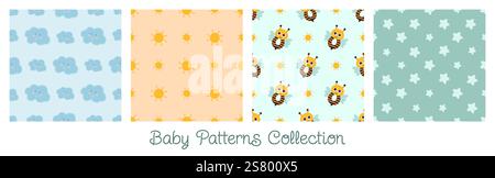 Nahtlose Babymuster-Kollektion. Vektorkacheln. Stock Vektor