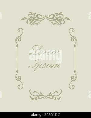 Vintage-Rahmen beige. Elegante Karte zum Speichern des Datums, Vintage Hochzeitseinladungen oder Ankündigungsschablone, handgezeichnet. Nicht AI, Vektorillustration Stock Vektor