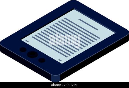 Tragbares elektronisches Gerät mit einem hellen Bildschirm, auf dem E-Mail-Text angezeigt werden, bietet ein bequemes und zugängliches Leseerlebnis für Literaturliebhaber und Lernende gleichermaßen Stock Vektor