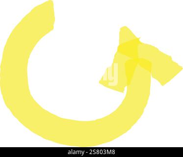 Den Pfeil erneut laden, der fast einen vollen Kreis mit gelbem Pinselstrich nach rechts zeigt und einen Aktualisierungs- oder Aktualisierungsprozess darstellt Stock Vektor