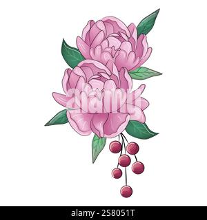 Realistische Vektorblumen Blütenblätter Knospen Blumensträuße. Anemonen, Pfingstrosen Stiefmütterchen Magnolie Stock Vektor