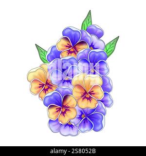 Realistische Vektorblumen Blütenblätter Knospen Blumensträuße. Anemonen, Pfingstrosen Stiefmütterchen Magnolie Stock Vektor
