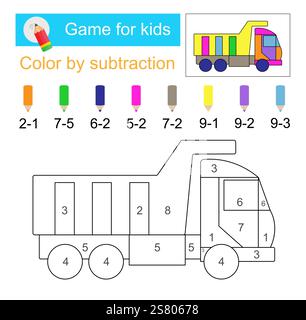 Mathe-Spiel für Kinder. Ausmalseite. Stock Vektor