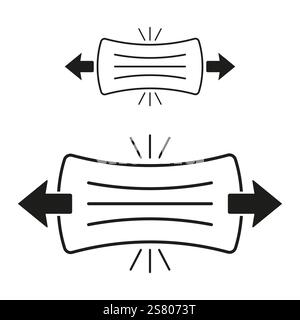 Elastisches Stretch-Symbol. Schwarz-weiße Pfeile. Abstraktes Flexibilitätskonzept. Minimalistisches Vektordesign. Stock Vektor