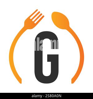 Initial Letter G Restaurant Logo Design Konzept mit Löffel und Fork Symbol Vektor Vorlage Stock Vektor
