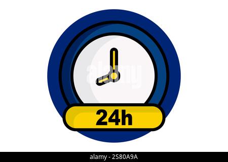 Tag-Symbol. Symbolstil für farbige Umrisse. Uhr mit 24-Stunden-Symbol für Uhrzeit und Datum. Vektorillustration für Zeitelemente Stock Vektor
