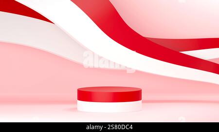 3D-Rendering eines Podiums oder einer Anzeige zur Vermarktung eines Objekts. Mit indonesischem Thema. Stockfoto