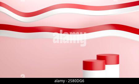 3D-Rendering eines Podiums oder einer Anzeige zur Vermarktung eines Objekts. Mit indonesischem Thema. Stockfoto