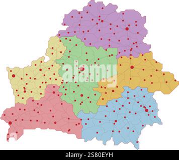 Karte von Belarus mit Straßen und großen Städten Stock Vektor