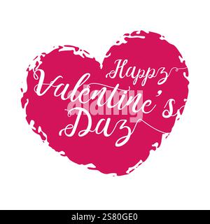 Ein lebendiges Vektorherz zeigt die Worte Happy Valentines Day in elegantem kalligrafischem Text. Dieses Design fängt das Wesen von Liebe und Zuneigung ein, das für Feiern geeignet ist. Stock Vektor