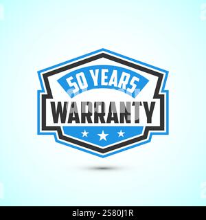 Werbung 50 Jahre Garantie-Emblem für Etikett, Symbol, Logo, Abzeichen, Symbol Stock Vektor