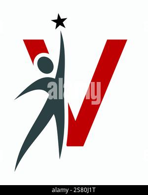 Initial Letter V Healthcare Logo Konzept für Gesundheit, Sport, Bio, Fitness oder medizinisches Symbol Stock Vektor