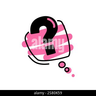 Lineares Fragezeichen auf weißem Hintergrund. Setzen Sie das Symbol im Doodle-Stil. Vektorabbildung. Stock Vektor