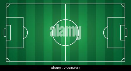 Fußballfeld im flachen Stil. Vektorillustration des Fußballstadions auf isoliertem Hintergrund. Sportplan unterzeichnen Geschäftskonzept. Stock Vektor