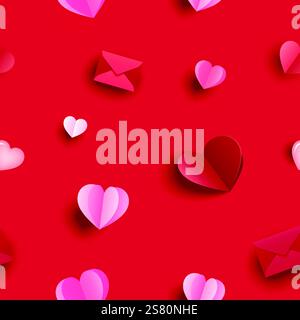 Valentinstag rote Herzen nahtlose Muster Hintergrund. Stock Vektor