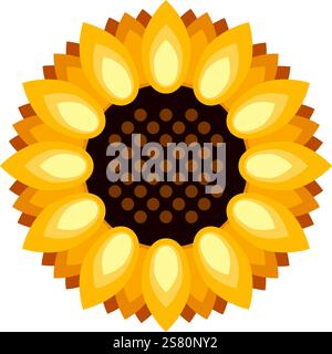 Sonnenblumen-Symbol in flachem Stil. Flora-Vektor-Illustration auf isoliertem Hintergrund. Sonnenblumenschild Geschäftskonzept. Stock Vektor
