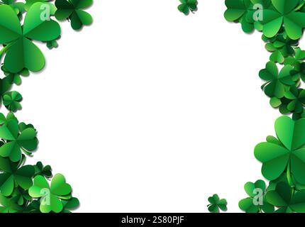 Saint Patricks Tag Hintergrund mit gesprühten grünen Kleeblättern o Stock Vektor