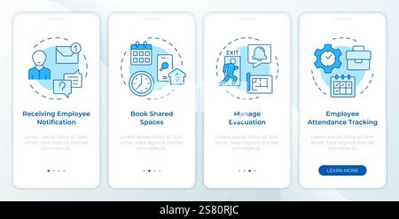VMS verfügen über einen blauen Onboarding-Bildschirm für mobile Apps Stock Vektor