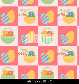 Farbenfrohes geometrisches ostermuster für festliche Dekoration und Design. Stock Vektor