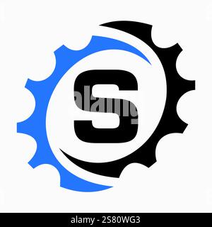 Design-Vorlage für Anfangsbuchstabe S Gear Logo. Automobil-Gear-Logo für geschäftliche und industrielle Identität Stock Vektor