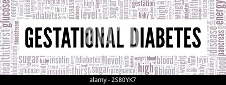 Gestationsdiabetes Wortwolke Konzeptdesign isoliert auf weißem Hintergrund. Stock Vektor