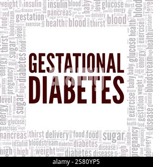 Gestationsdiabetes Wortwolke Konzeptdesign isoliert auf weißem Hintergrund. Stock Vektor