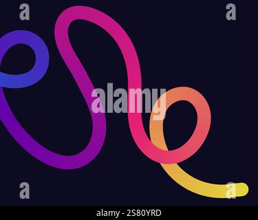 Helle, neonfarbene Formen mit glatten Kurven und Schleifen. Lebendige Farben übergehen durch nahtlose Verläufe und mischen Farbtöne wie Rosa, Blau, Grün, A Stock Vektor