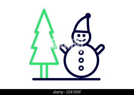 Winter-Symbol. Liniensymbolstil. Symbol für Feiertag, Uhrzeit und Datum. Vektorillustration für Zeitelemente Stock Vektor