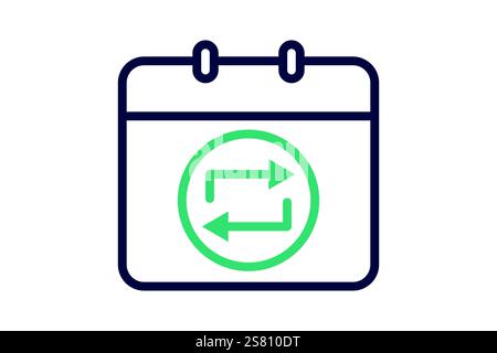 Wiederkehrendes Symbol. Liniensymbolstil. Symbol für Benachrichtigung, Uhrzeit und Datum. Vektorillustration für Zeitelemente Stock Vektor